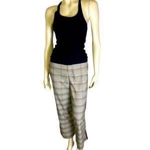 Fun NWOT Maroon/Cream/Brown Plaid F/F Wide Leg Pants by G.I.L.I. Size 8P